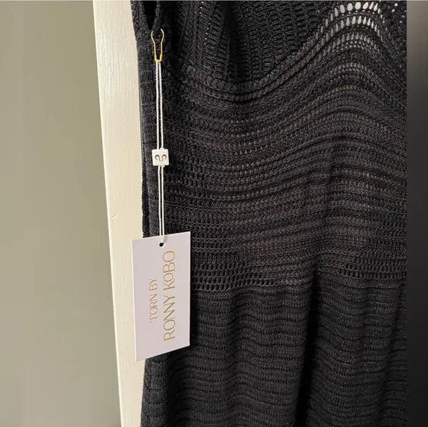 Torn by Ronny Kobo Black Madi Knit Open Back Bodycon Bohemian Beach Summer Dress - Image 5