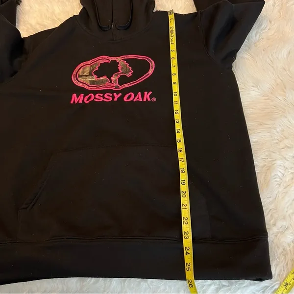 Mossy Oak Black Hoodie Camo lined hood Pink embroidered logo women’s size XL - Image 6
