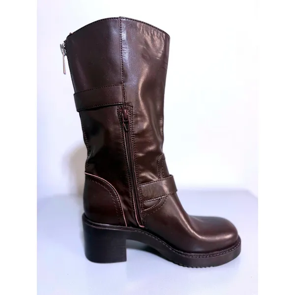 Rare Dolce Vita Lenon Leather Moto Boots Buttered Oak Size 6 Unreleased Sample - Image 6