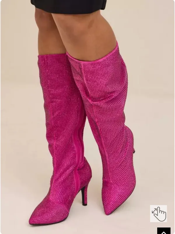 Torrid Pink Sparkle Slouch Knee Boot Size 7.5 - Image 3