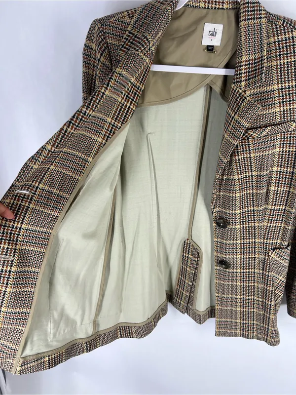 Cabi Pastime Plaid Jacket Blazer Style #3548 Brown Multi Size 4 - Image 8