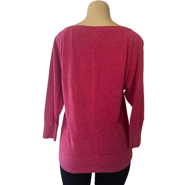 Nike Women’s Size M Pink Long Sleeve Tee Shirt Big Swoosh Logo Athletic Top - Image 2