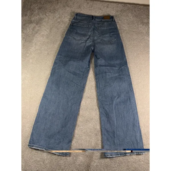 American Eagle Super High Rise Baggy Wide Leg Jeans Women's 00 EUC - Image 7