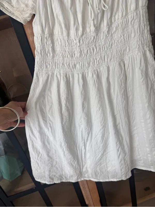 Aritzia Sunday Best Kay dress puff short sleeve babydoll mini tie front smocked - Image 5