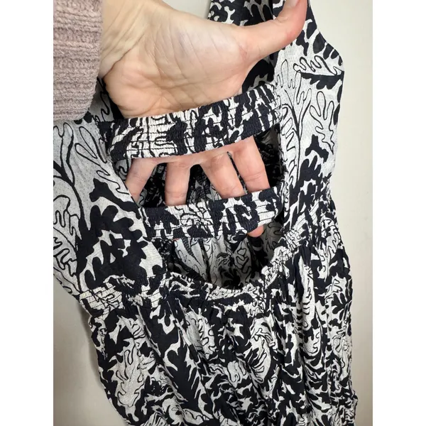 Anthropologie‎ Drama V Neck Maxi Dress Sz M Black White Open Back - Image 9