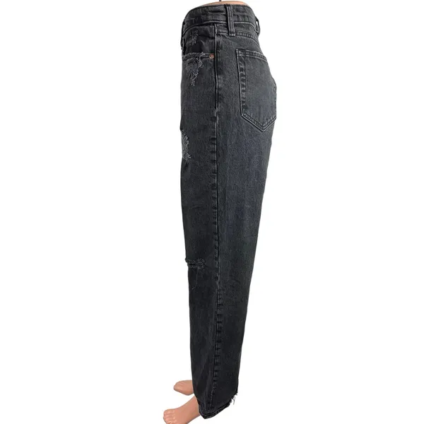 Abercrombie & Fitch The 90's Straight Black High Rise Distressed Denim Jeans 8 - Image 2
