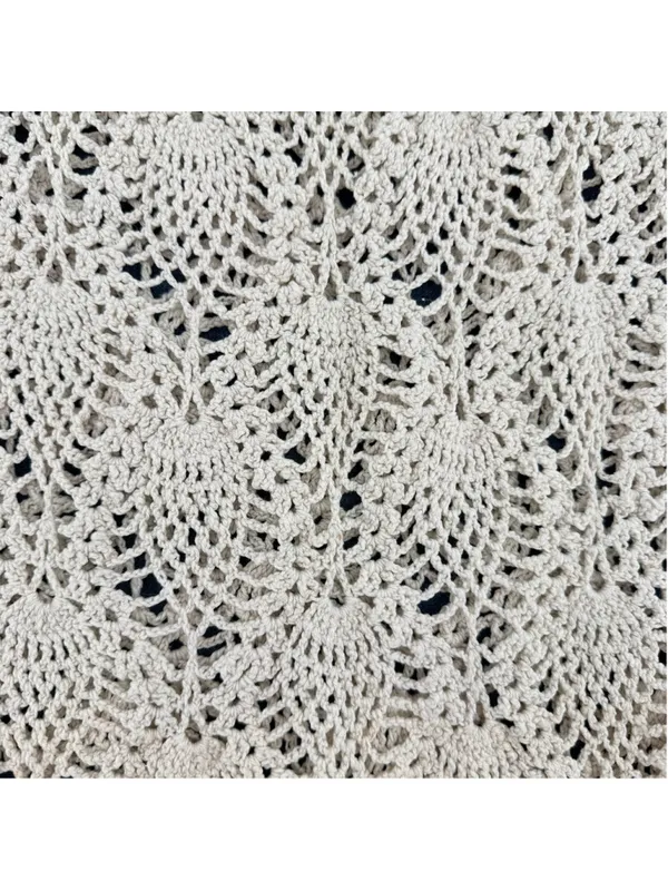Crochet Lace Angel Skirt Ivory Cream Hand Knit Midi Length Boho Beach Fairy - Image 5