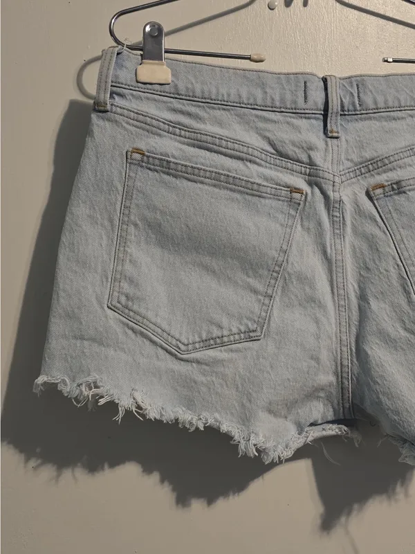 Abercrombie & Fitch Light Blue Frayed Denim Shorts - Image 12