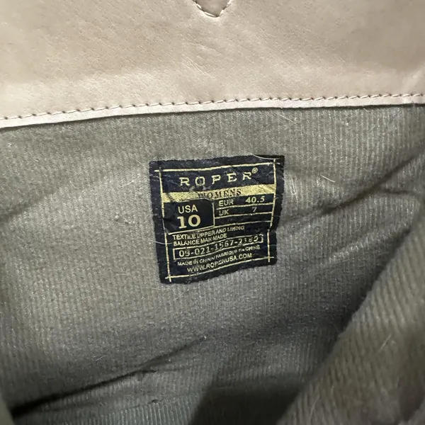 Roper Western Boots Womens 10 Beige Ankle Zip‎ Buckle Pointed Toe Low Heel - Image 8