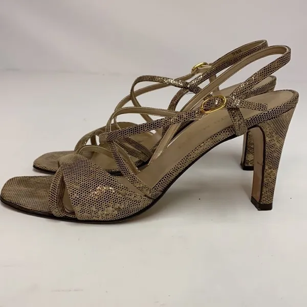 Sesto Meucci Size‎ 8 Gold Metallic leather Heels size 9.5N A10 - Image 4