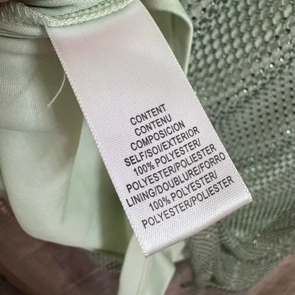 WAYF Light Sage Green Rhinestone Fishnet Mesh Maxi Skirt Large NWT - Image 7