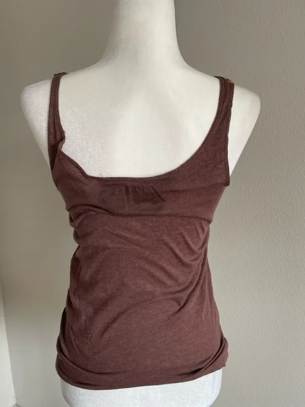 Threads 4 Thought Mauve Brown Tank with Gold Beaded Trim Size M - Image 4