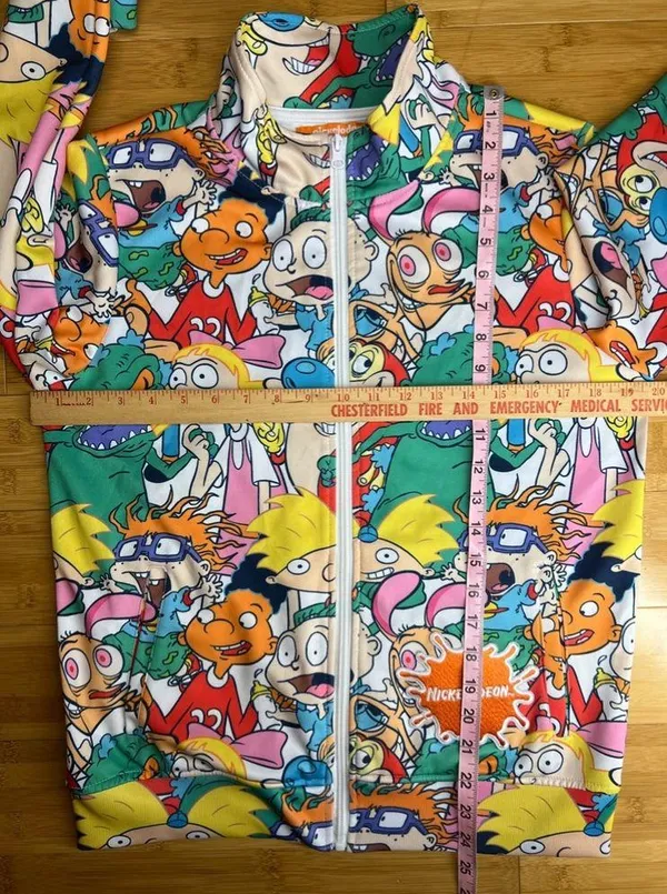 Nickelodeon 2021 Women Cowl Neck Full Zip cartoon Jacket Rugrats,Hey Arnold|SZ:L - Image 5