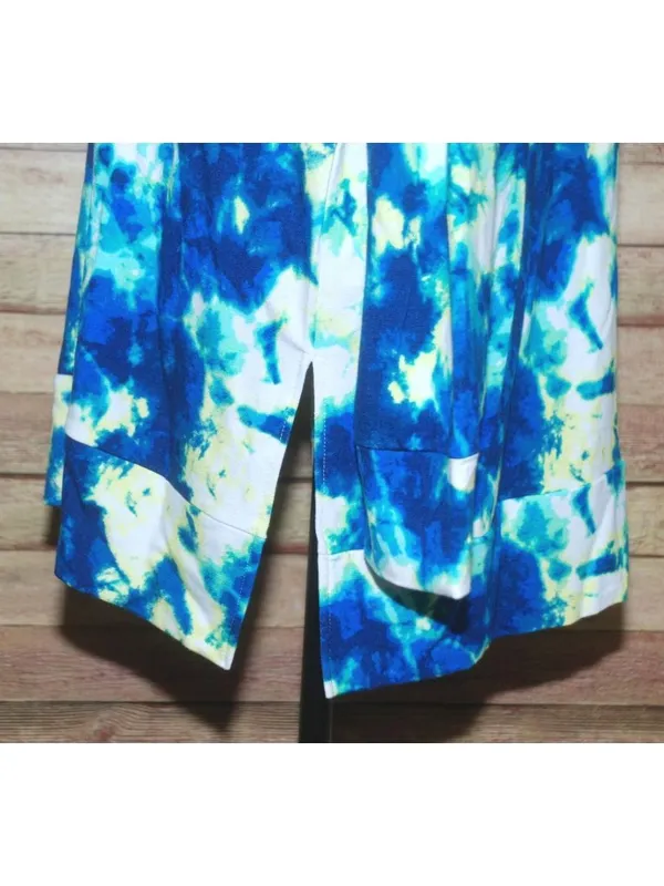 Masseys Blue Tie Dye Stretchy Pullover Tunic Top Size XL Stretch Long Sleeve - Image 5