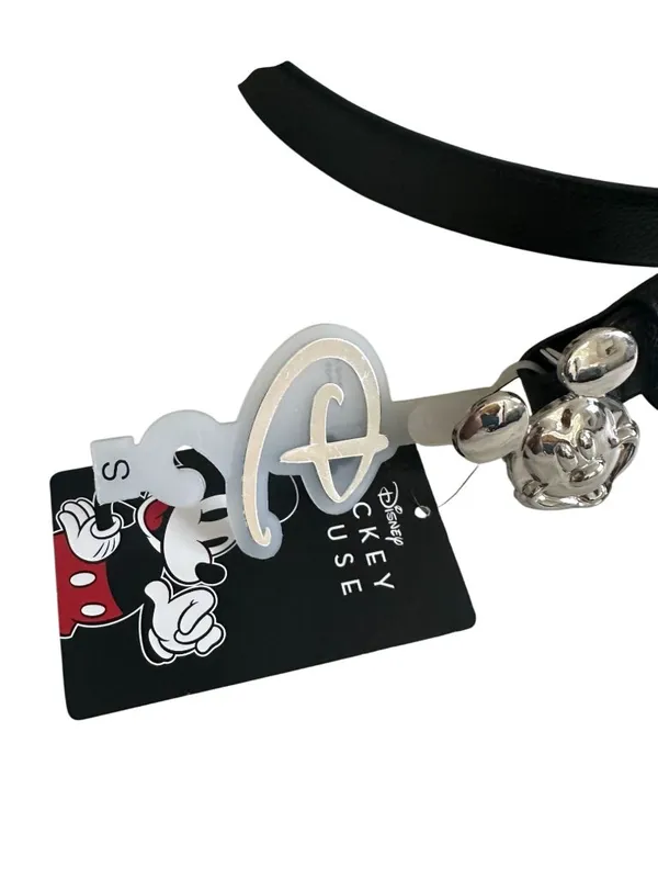 DISNEY Mickey Mouse Women's Silver Black Logo Belt Size Small NEW NWT - Image 3