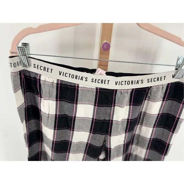 Victoria's Secret Sparkle Pajama Pants Plaid Black Pink Size S - Image 6