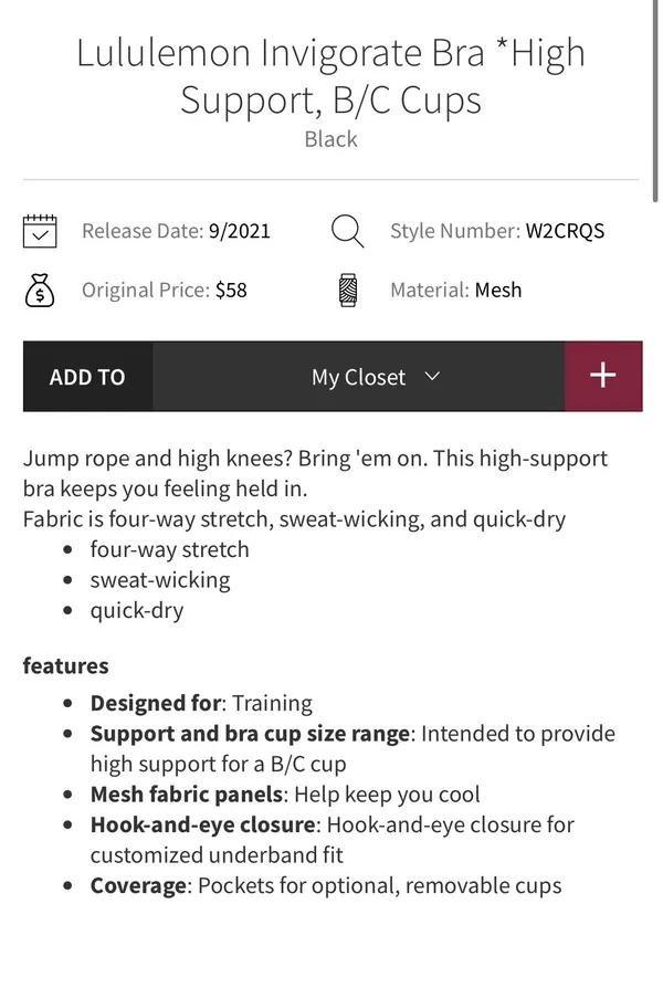 Lululemon Invigorate Bra *High Support, B/C Cups Black 8 - Image 10