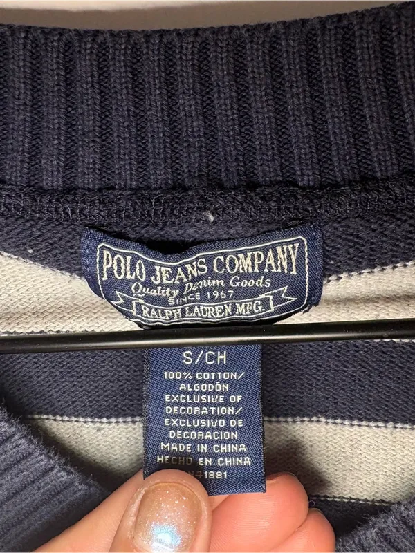 Polo Jeans Company Ralph Lauren Striped V-Neck Sweater Size Small - Image 2