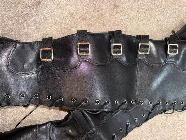 New no box no tags Women's Black Lace-Up Platform Knee Boots - Image 6