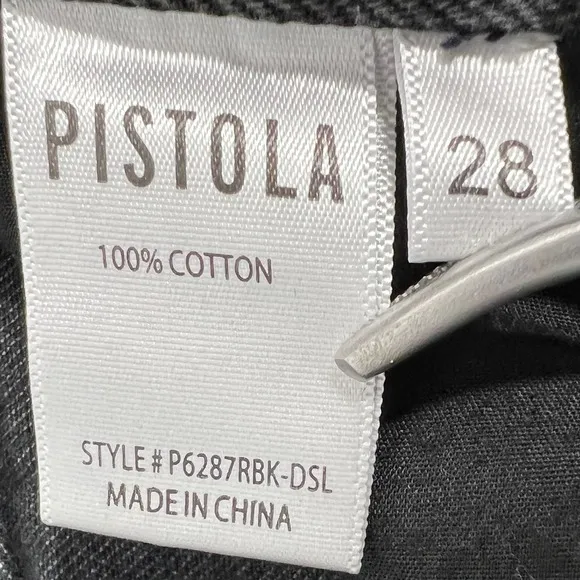 PISTOLA Alexa High Rise Flare‎ Jeans 28" Black Split Hem Goth Grunge Minimalist - Image 13