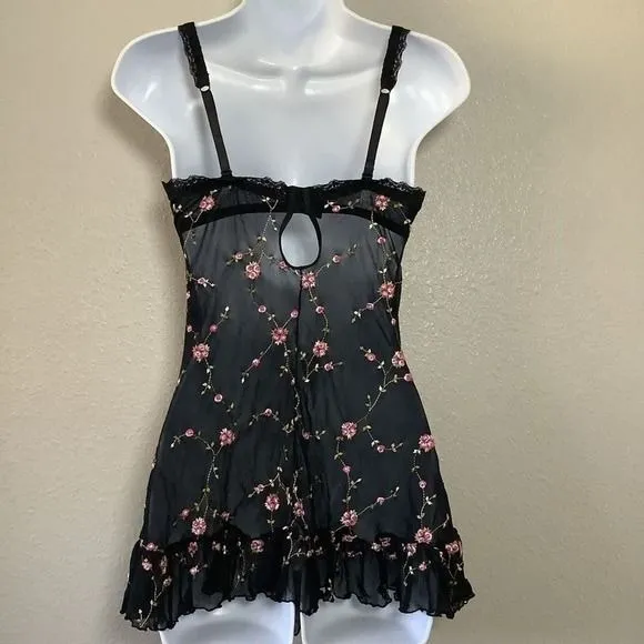 Vintage Y2K Slip Dress M Floral Dainty Feminine Coquette Dollette Romantic Fairy - Image 2