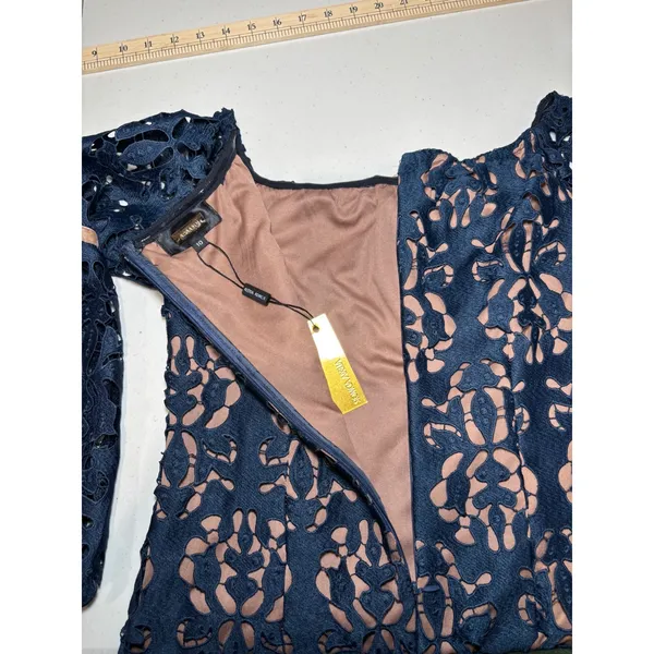 Alexia Admor NWT Navy Lace Off Shoulder Dress 10 Bell Sleeve Cocktail - Image 13