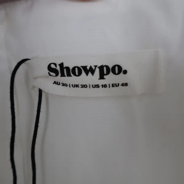 Showpo Izara Off Shoulder Pleated Mini Dress Off White US 16 - Image 4