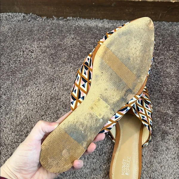 Market & Spruce knot tie geometric pointed slip on flats - Image 4