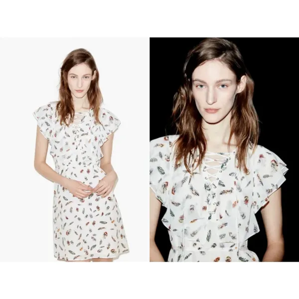 The Kooples Feather 100% Silk Mini‎ Dress XXS Frenchcore European Runway - Image 2