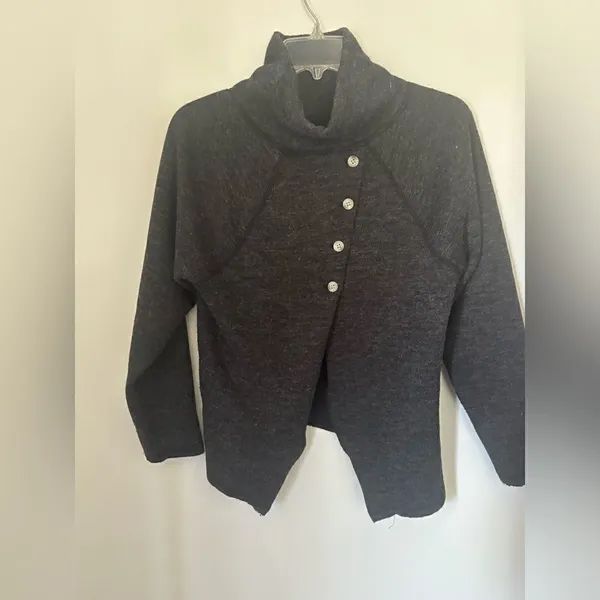 Abercrombie & Fitch Turtleneck Top Back Button Detail Small Dark Gray Vintage - Image 12