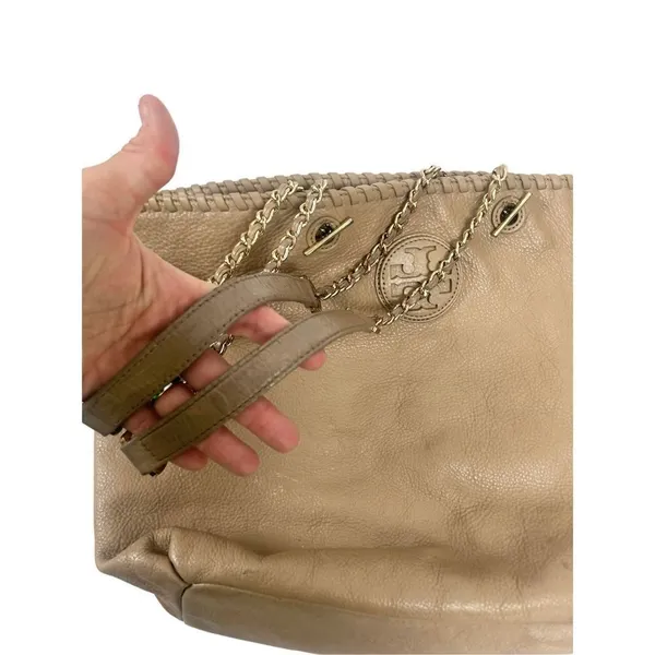 Tory Burch Marion Tote, cognac color, whipstitch leather - preloved but lots of - Image 7