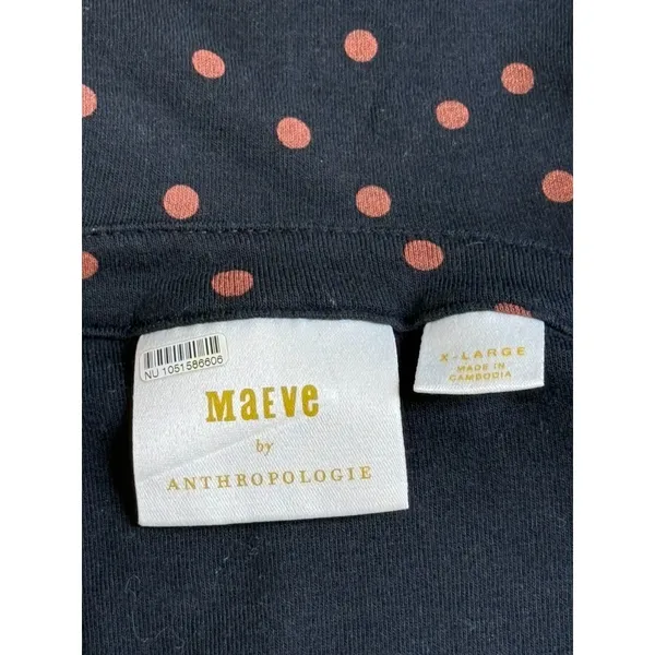 EUC Maeve Anthropologie Printed Ruched Buttondown polkadots collared blouse XL - Image 4