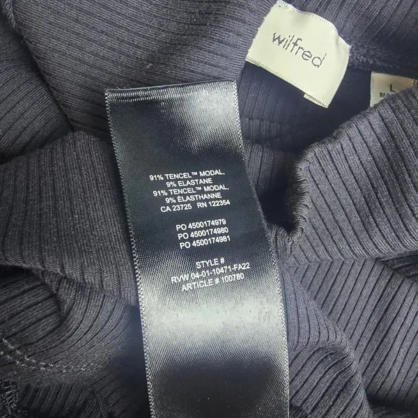 Wilfred Aritzia Black Ribbed‎ Turtleneck Long Sleeve Top Tencel Modal 100780 L - Image 5