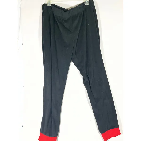 Holiday Time Velveteen Moose Graphic PJ Set Women XL Black‎ Joggers Red Trim Fun - Image 8