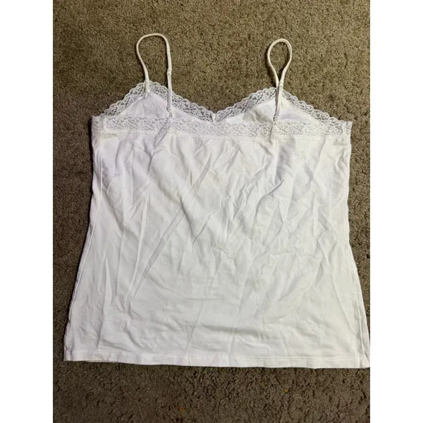 Merona White Lace Trim Camisole Tank Top‎ Womens XL Adjustable Spaghetti Straps - Image 4