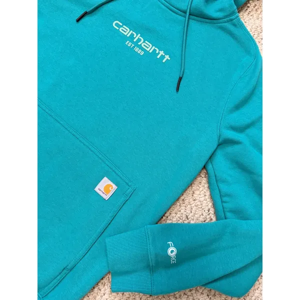 Carhartt Force Teal Hoodie Womens S Relaxed Fit Workwear Gorpcore TS5569 - Image 6