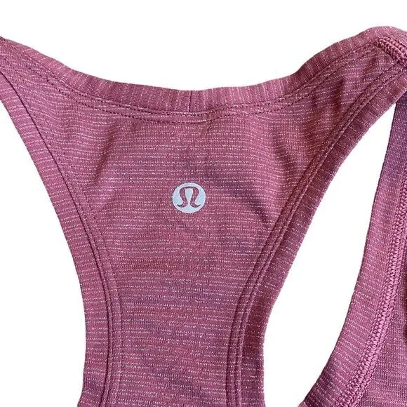 Lululemon 6 Swiftly Tech Racerback Tank Top Rose‎ Pink Metallic Silver Stripe - Image 3