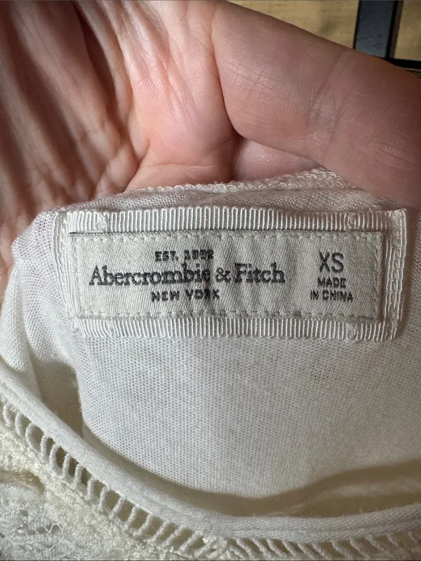 Vintage Abercrombie & Fitch White Lace Fit & Flare Mini Dress XS Y2K - Image 3