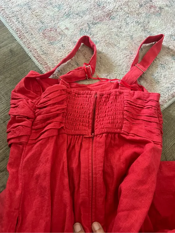 Abercrombie & Fitch Emerson Dress Skort Red Women’s XS Linen Shorts Pocket - Image 5