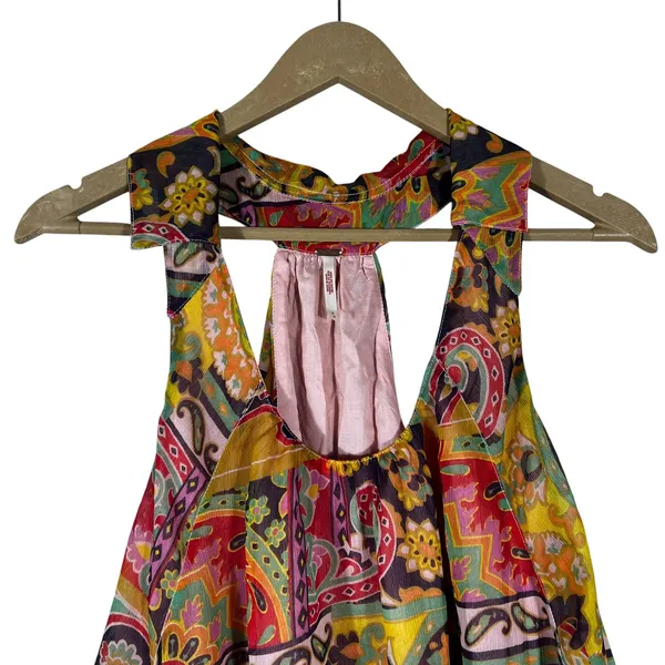 Free People Paisley Patchwork Halter Tank Top Multicolor Boho Trapeze Size M - Image 4