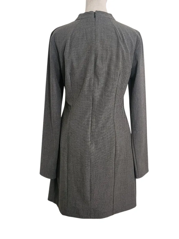 Zara Gray and Black Houndstooth Mini Dress with Cutout Size Large - Image 2