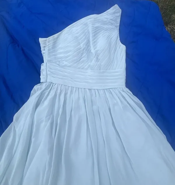 Azazie One-Shoulder Chiffon Bridesmaid Dress Size A6 - Image 3