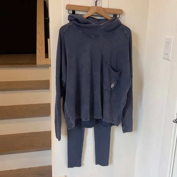 NWOT Free People Hot Shot Hooded Set in Midnight Navy Blue - Image 4