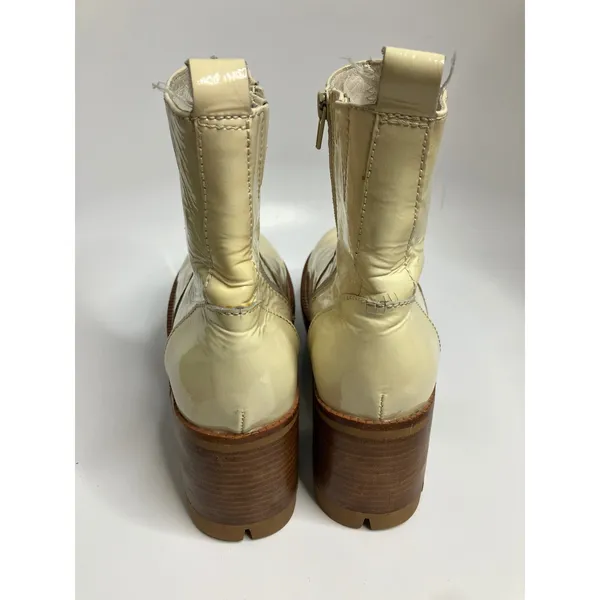 Jeffrey Campbell Quavo Platform Ankle Boots Womens Cream patent leather Lug Sole - Image 5