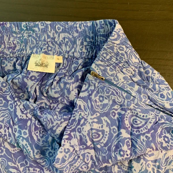 Very‎ Vineyard Skirt Blue Paisley Print Midi Elastic Waist Rayon Size L Martha's - Image 5