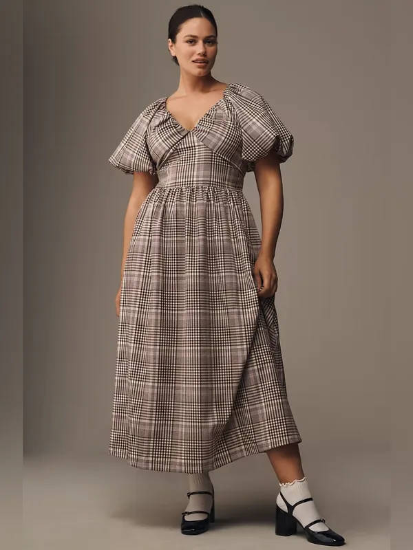 Anthropologie EN SAISON Brown Taupe Lavender Charleigh Maxi Dress - Image 9