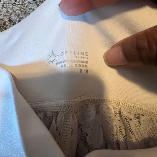 OFFLINE by Aerie Lace Wide Leg Pants Cream High Rise Side‎ Slit NWT Medium - Image 6