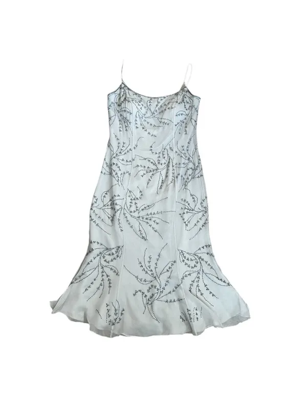 Le Gala By Mon Cheri Gray Silk Beaded Dress Size 8 Cocktail Party Prom Evening - Image 2