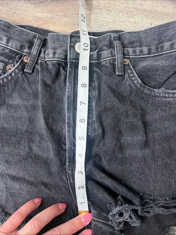 AGOLDE Black Distressed High-Rise Denim Shorts ♟️ - Image 6