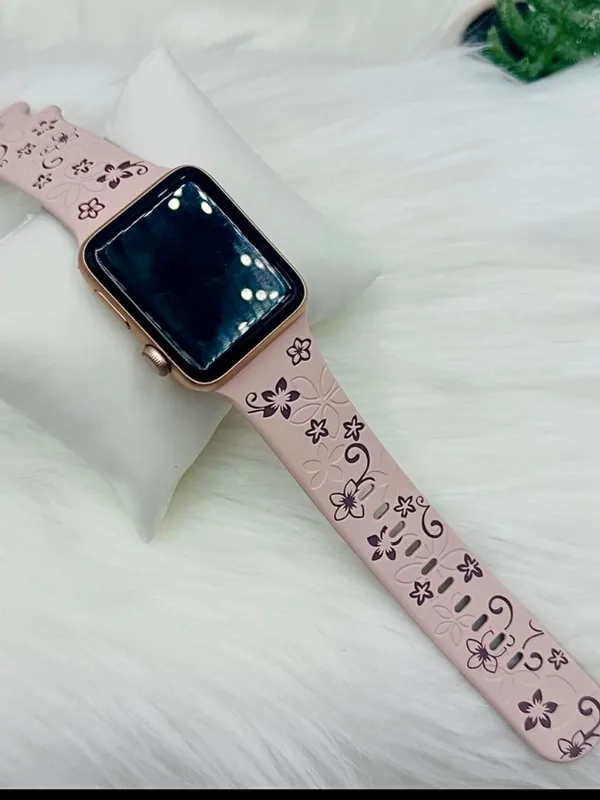 New Floral Design Apple Watch Bands 42mm 44mm 45mm 49mm Pink Brown - Image 7